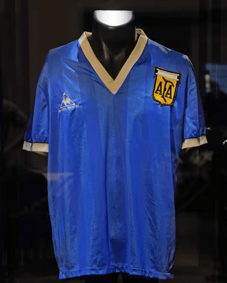 Diego Maradona’s ‘Hand of God’ shirt sells for millions