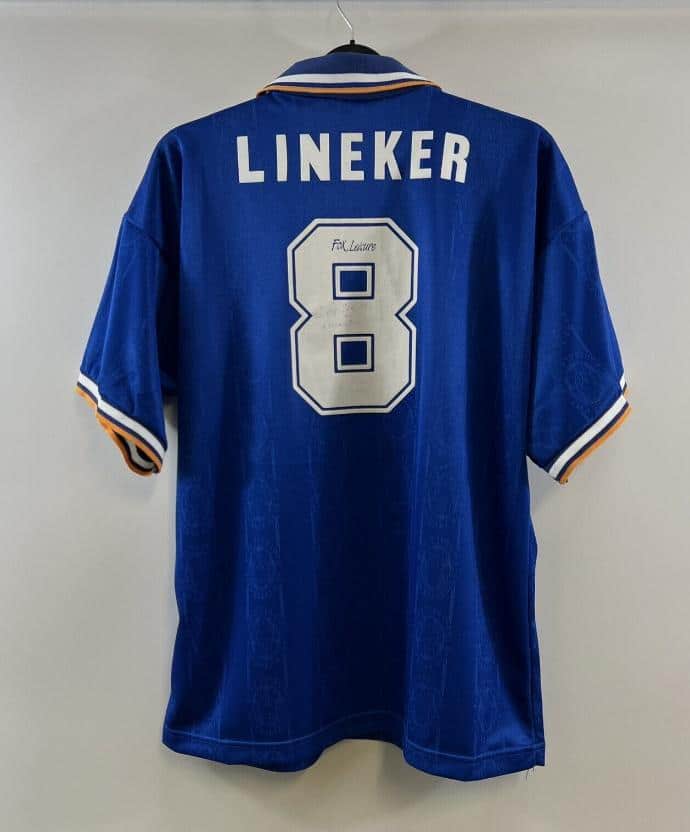 Reliving Football History: Leicester City’s 1995 Match worn Lineker jersey.