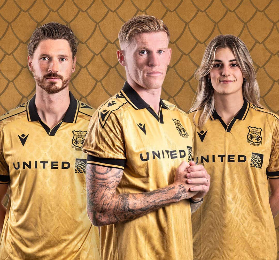 Wrexham Launch 2024/25 Macron Gold Third Kit